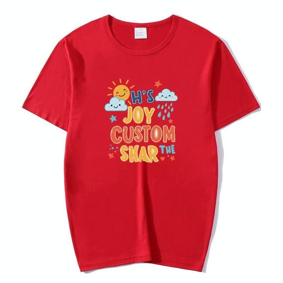 JOY CUSTOM T-shirt a maniche corte in modal con scollo tondo stampato, stampa su richiesta, taglia: XXXXXL (rosso)