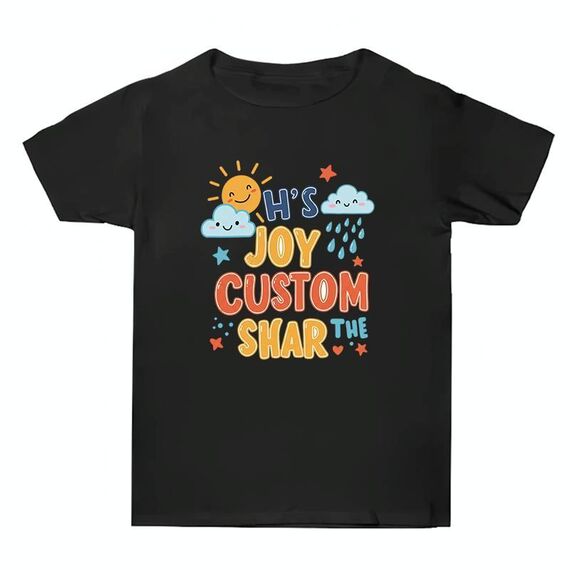 JOY CUSTOM Maglietta estiva larga in cotone a maniche corte con stampa personalizzata Stampa su richiesta, taglia: S (nero)