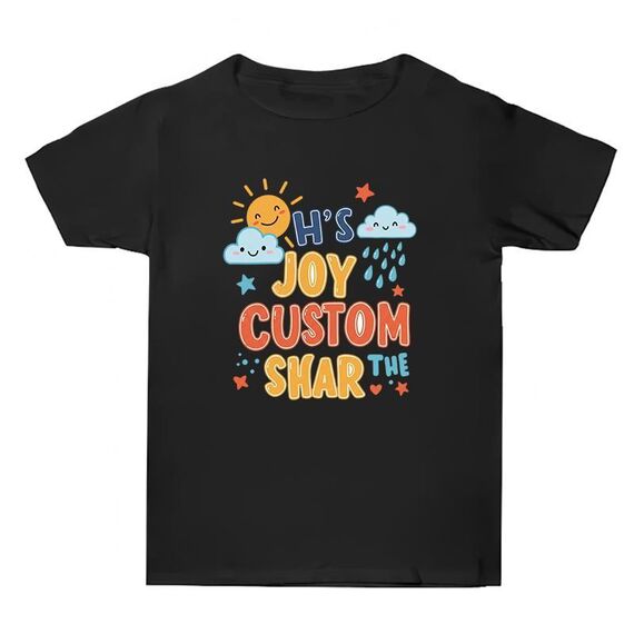 JOY CUSTOM Maglietta estiva larga in cotone a maniche corte con stampa personalizzata Stampa su richiesta, taglia: M (nero)
