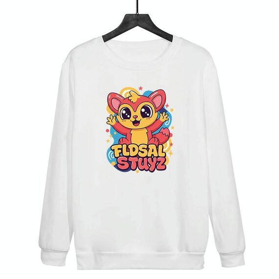 Felpa girocollo casual larga stampata con elfo rosso, stampa su richiesta, taglia: XXXL (bianco)