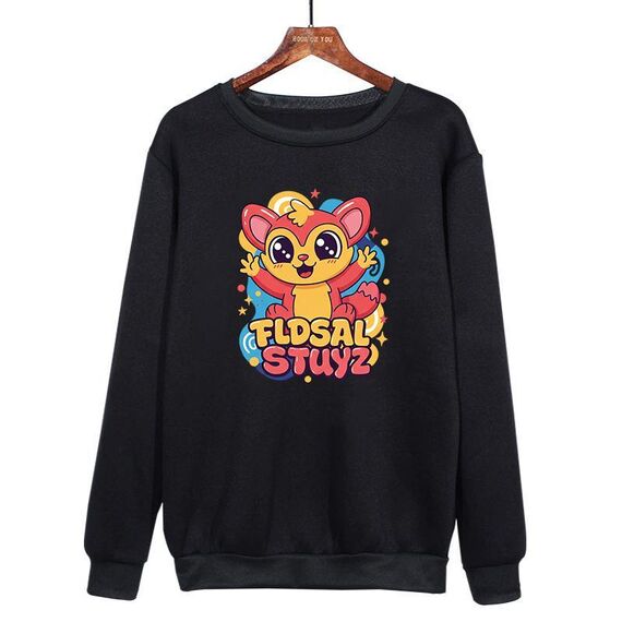 Felpa girocollo casual larga stampata con elfo rosso, stampa su richiesta, taglia: XXXL (nero)
