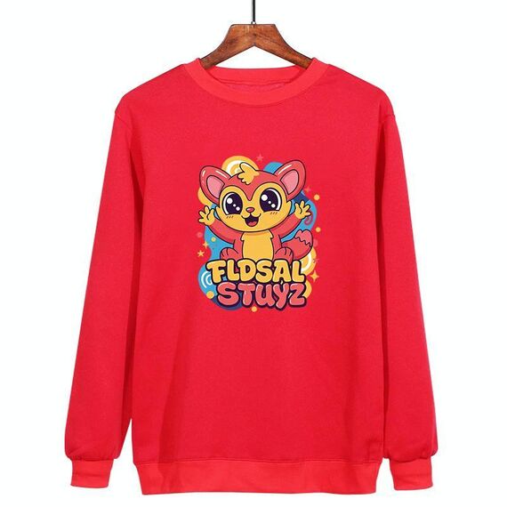 Felpa girocollo casual larga stampata con elfo rosso, stampa su richiesta, taglia: XXXL (rosso)