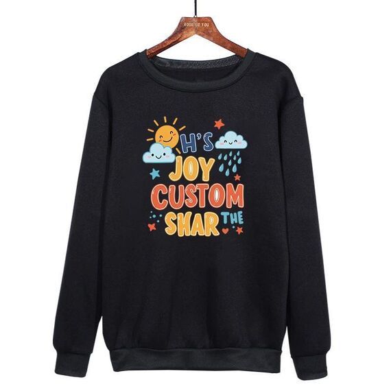 Felpa girocollo casual ampia e stampata JOY CUSTOM con stampa su richiesta, taglia: M (nero)