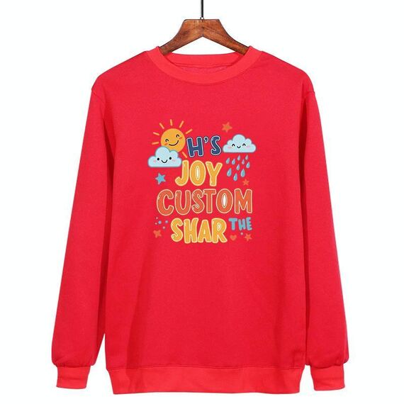 Felpa girocollo casual ampia e stampata JOY CUSTOM con stampa su richiesta, taglia: XL (rosso)