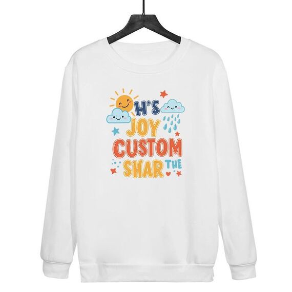 Felpa girocollo casual ampia e stampata JOY CUSTOM con stampa su richiesta, taglia: XXL (bianco)