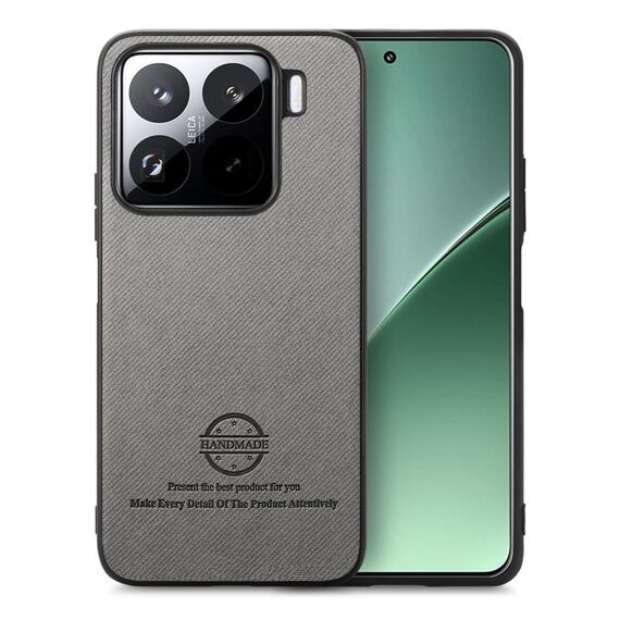 Per Xiaomi 15 Custodia in pelle con retro in tessuto Twill (grigio)
