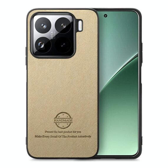 Per Xiaomi 15 Custodia in pelle con retro in tessuto Twill (cachi)