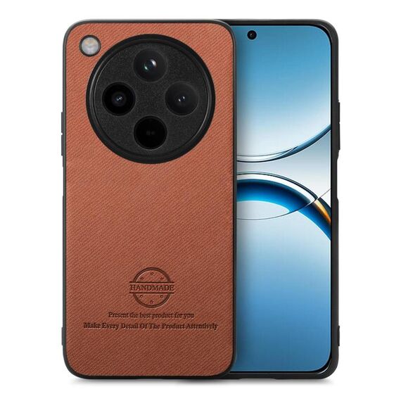 Per OPPO Find X8 Pro Twill Tessuto Pelle Custodia Posteriore per Telefono (Marrone)