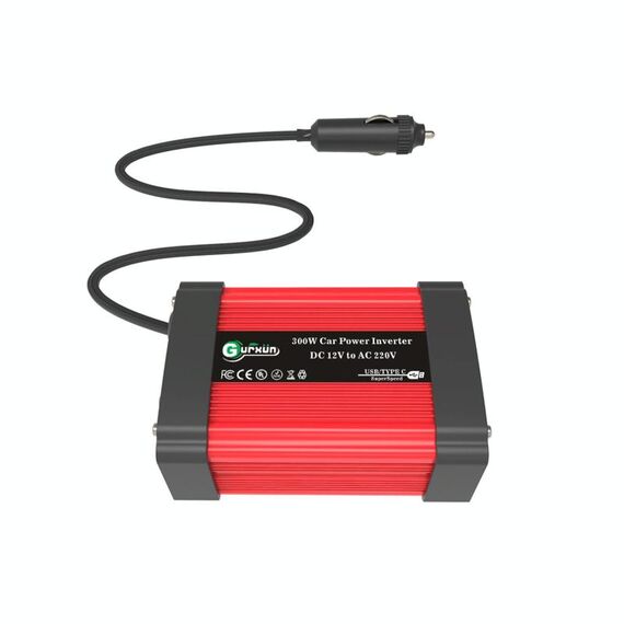 Gurxun Dual USB + Dual Type-C Charging Port Inverter per auto a onda quadra modificata, specifiche: spina universale da DC12V a AC220V