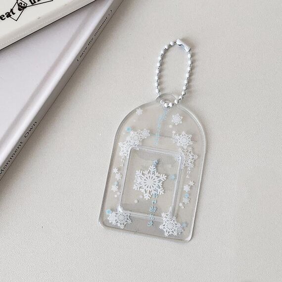 Porta biglietti da visita in PVC con fiocco di neve Hisocute, 1 pollice, 2 pollici, 3 pollici, ciondolo con piccola stella, custodia per foto, colore: trasparente piccolo