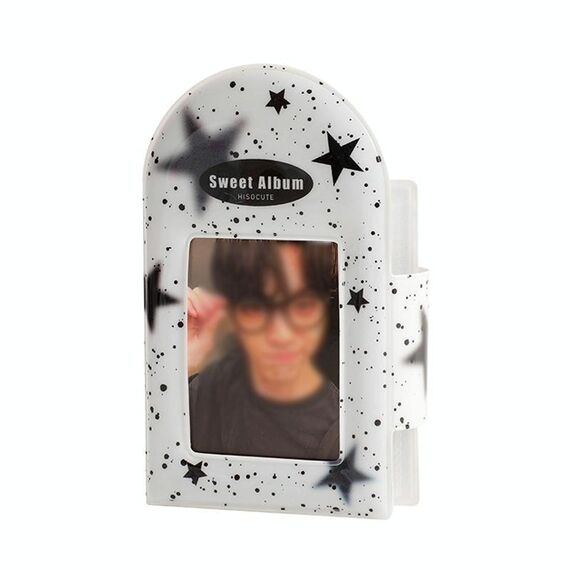 Hisocute Square Snap Album Girls 3 pollici Postcards Album Holder Student Polaroid Collect Organizer (stelle nere)