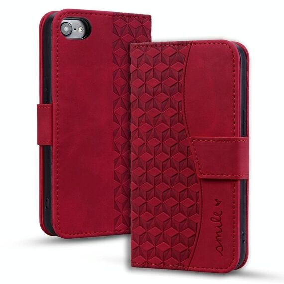 Per iPhone 16e Business Diamond Buckle Custodia in pelle con cordino (rosso vino)