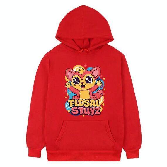 Felpa con cappuccio in pile stampato elfo rosso Stampa su richiesta, taglia: XXXL (rosso)