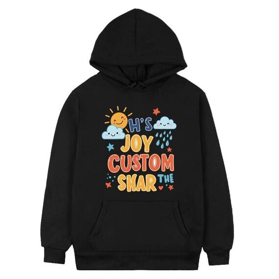 Felpa con cappuccio in pile stampato JOY CUSTOM Stampa su richiesta, taglia: XL (nero)