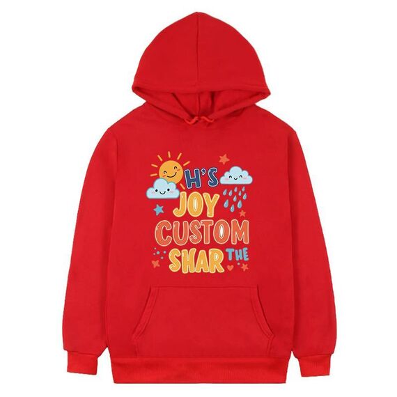 Felpa con cappuccio in pile stampato JOY CUSTOM Stampa su richiesta, taglia: XXL (rosso)