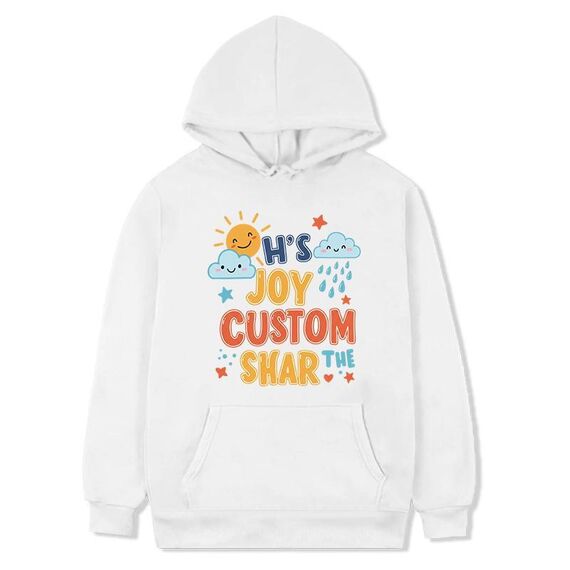 Felpa con cappuccio in pile stampato JOY CUSTOM Stampa su richiesta, taglia: XXXL (bianco)