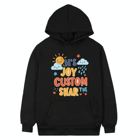 Felpa con cappuccio in pile stampato JOY CUSTOM Stampa su richiesta, taglia: XXXL (nero)