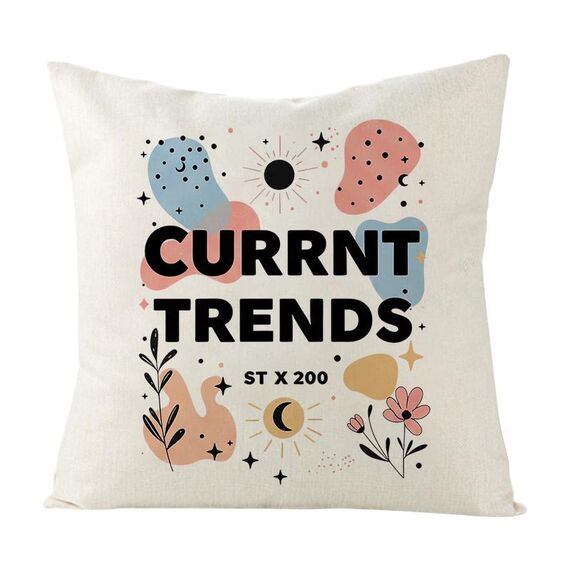 Federa per cuscino per divano stampata Current Trends senza stampa centrale su richiesta, dimensioni: 50x50 cm (lino bianco)