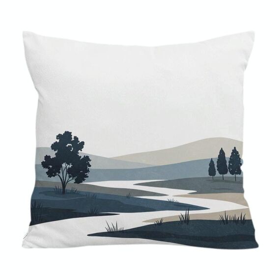 Federa per cuscino per divano stampata Quiet River, senza stampa centrale, su richiesta, dimensioni: 40x40 cm (velluto di cristallo)