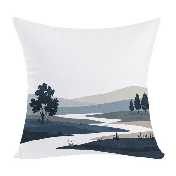 Federa per cuscino per divano stampata Quiet River, senza stampa centrale, su richiesta, dimensioni: 45x45 cm (elasticità bidirezionale)
