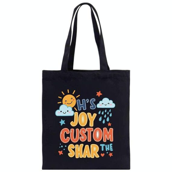 JOY CUSTOM Borsa in tela stampata su richiesta, dimensioni: 25x20 cm (nero)