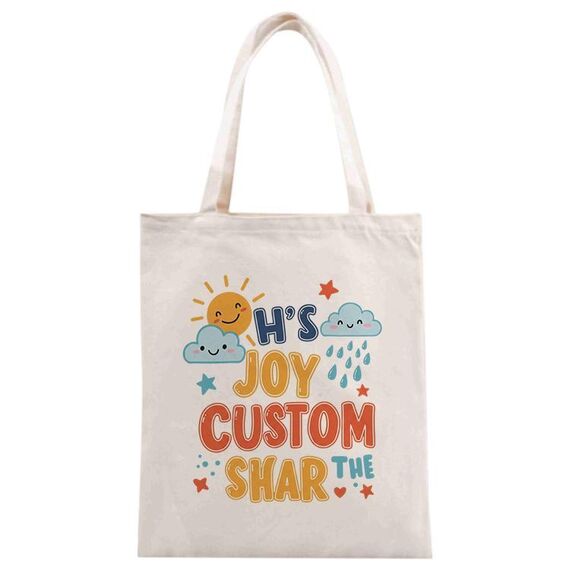 JOY CUSTOM Borsa in tela stampata su richiesta, dimensioni: 35x30 cm (beige)