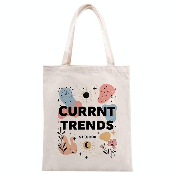 Tendenze attuali Stampa su tela Borsa a mano Stampa su richiesta, Dimensioni: 25x20 cm (beige)