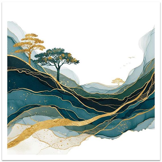 Golden Mountains Stampa decorativa su tela senza cornice EPSON Inkjet 320g su richiesta, dimensioni: 70x70cm