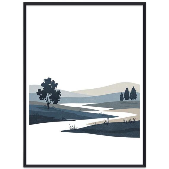 Dipinto decorativo Quiet River con cornice PS, stampa su richiesta, dimensioni: 15x20 cm