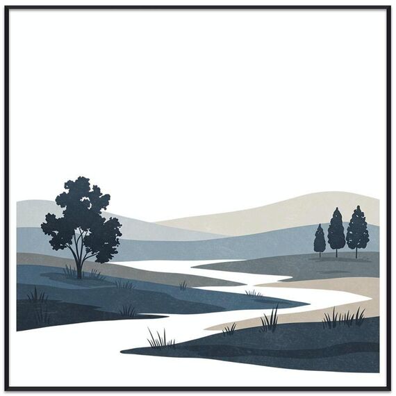 Dipinto decorativo Quiet River con cornice PS, stampa su richiesta, dimensioni: 60x60 cm