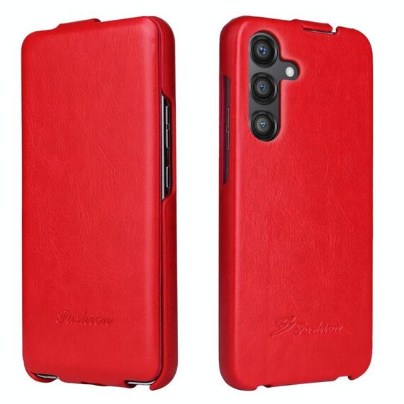 Per Samsung Galaxy S25+ 5G Fierre Shann 64 Texture Custodia per telefono in pelle PU con flip verticale (rosso)