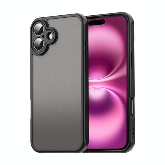 Per iPhone 16 Plus Fan Dun Series TPU Hybrid PC Custodia per telefono glassata (nero)