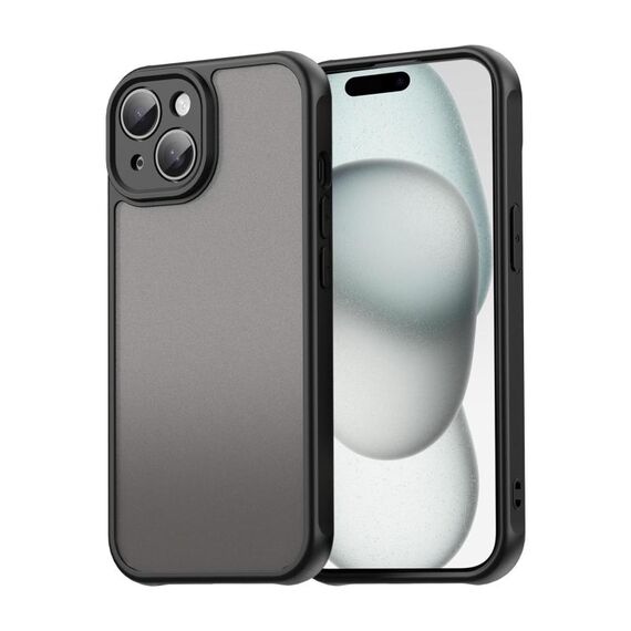 Per iPhone 15 Plus Fan Dun Series TPU Hybrid PC Custodia per telefono glassata (nero)