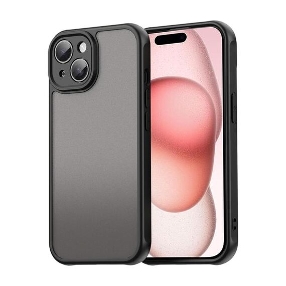 Per iPhone 15 Fan Dun Series TPU Hybrid PC Custodia per telefono glassata (nero)