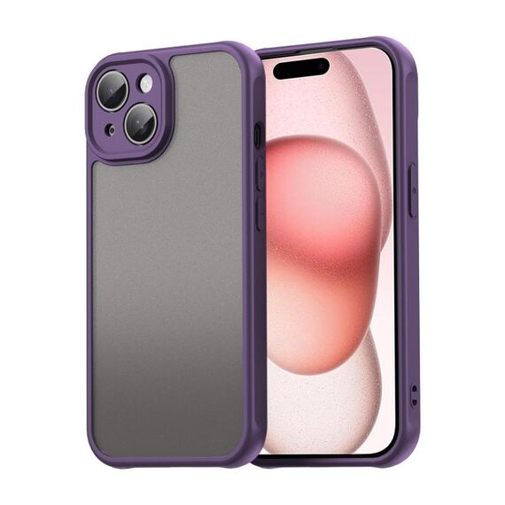 Per iPhone 15 Fan Dun Series TPU Hybrid PC Custodia per telefono glassata (viola)