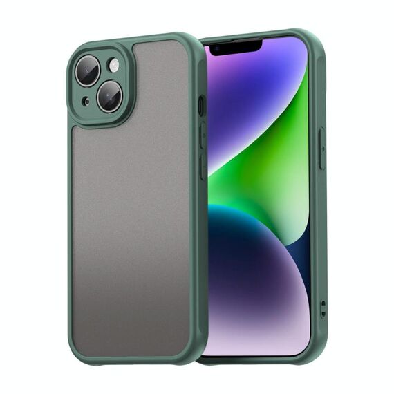 Per iPhone 14 Plus Fan Dun Series TPU Hybrid PC Custodia per telefono glassata (verde)