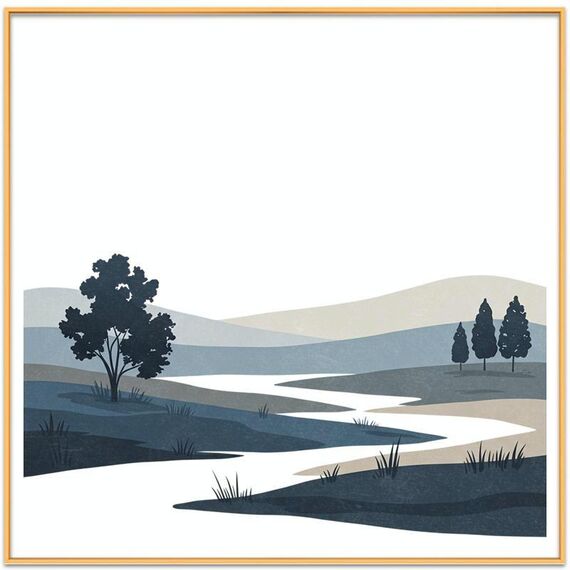 Dipinto decorativo Quiet River con cornice in lega di alluminio, stampa su richiesta, dimensioni: 70x70 cm