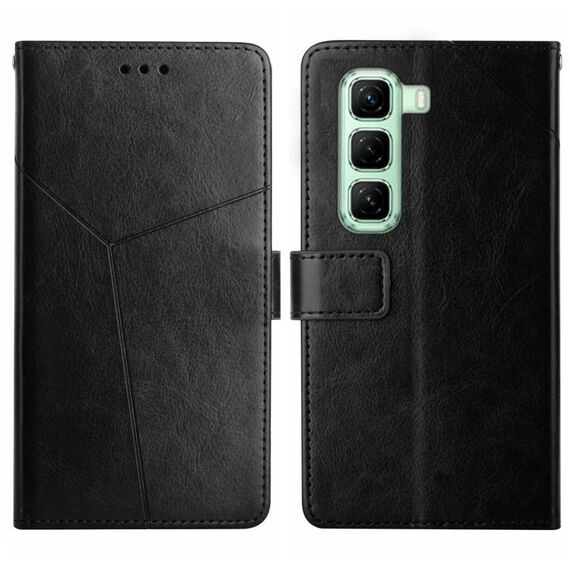 Custodia a libro in pelle con motivo a Y per Infinix Hot 50 5G (nera)