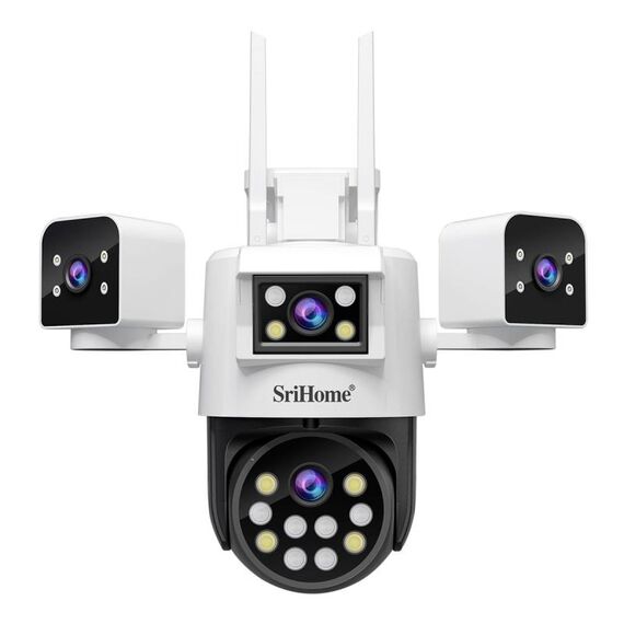 SriHome SH066 Telecamera di sicurezza con obiettivo quadruplo HD da 8 MP, supporta visione notturna a colori / audio bidirezionale (spina USA)