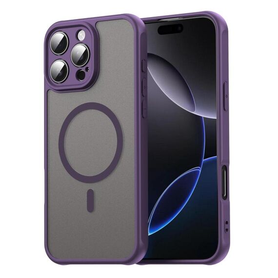 Per iPhone 16 Pro Max Fan Dun Series TPU Hybrid PC Frosted Magsafe Custodia per telefono (viola)