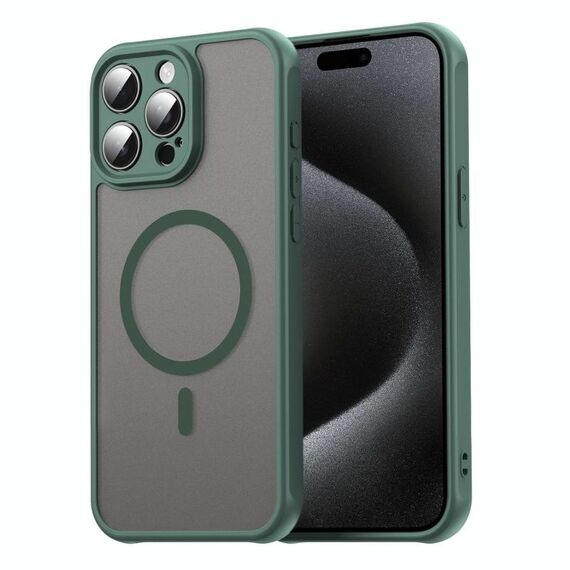 Per iPhone 15 Pro Max Fan Dun Series TPU Hybrid PC Frosted Magsafe Custodia per telefono (verde)