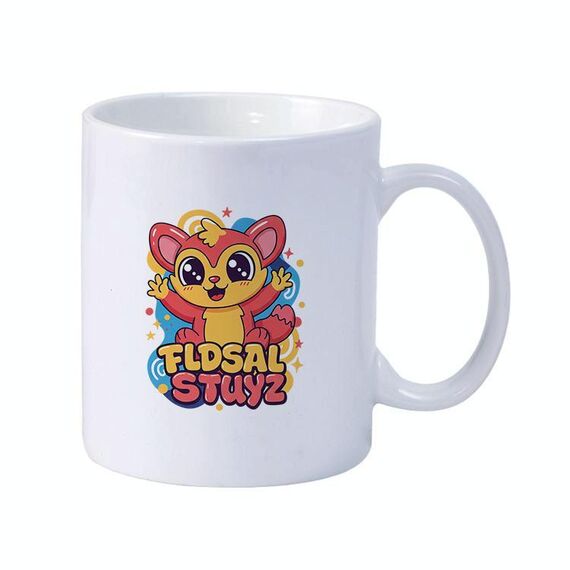 Tazza da latte in ceramica bianca semplice stampata con elfo rosso Tazza da acqua Stampa su richiesta