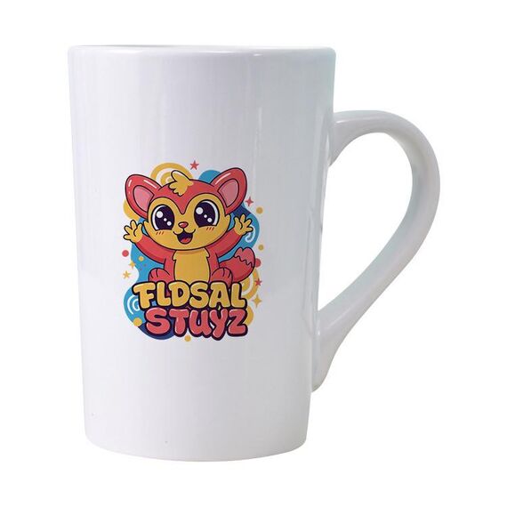 Tazza da acqua in ceramica bianca conica stampata con elfo rosso Stampa su richiesta