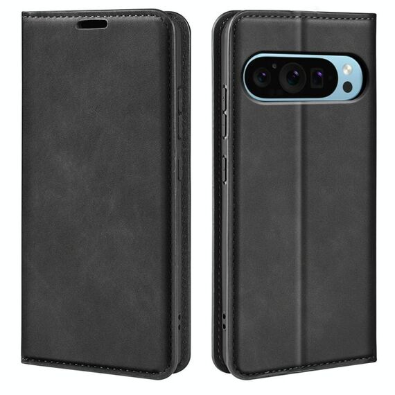 Per Google Pixel 9 / 9 Pro Custodia in pelle con ventosa magnetica Retro-skin (nero)
