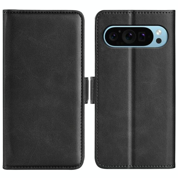 Per Google Pixel 9 / 9 Pro Custodia per telefono in pelle con fibbia magnetica orizzontale a doppio lato (nero)