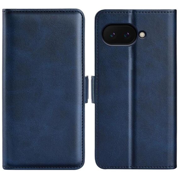 Per Google Pixel 9a Custodia per telefono in pelle con fibbia magnetica orizzontale a doppio lato (blu scuro)
