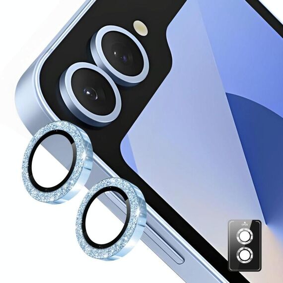 Per Samsung Galaxy Z Flip5 ENKAY Hat-Prince 9H Obiettivo della fotocamera posteriore Pellicola in vetro temperato in lega di alluminio glitterata (blu)