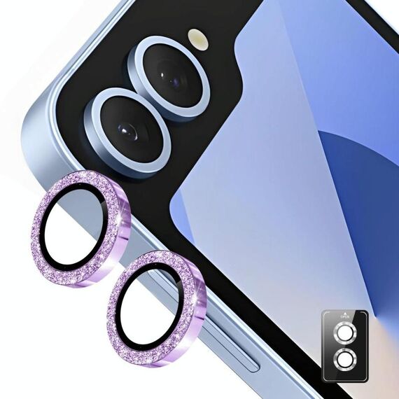 Per Samsung Galaxy Z Flip5 ENKAY Hat-Prince 9H Obiettivo della fotocamera posteriore Pellicola in vetro temperato in lega di alluminio glitterata (viola)
