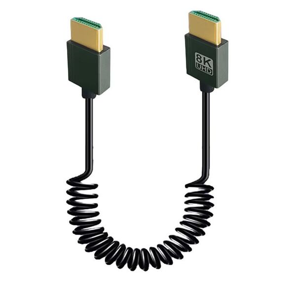 Cavo a molla HDMI 2.1 8K 60HZ, lunghezza 0,5 m, specifiche: testa dritta