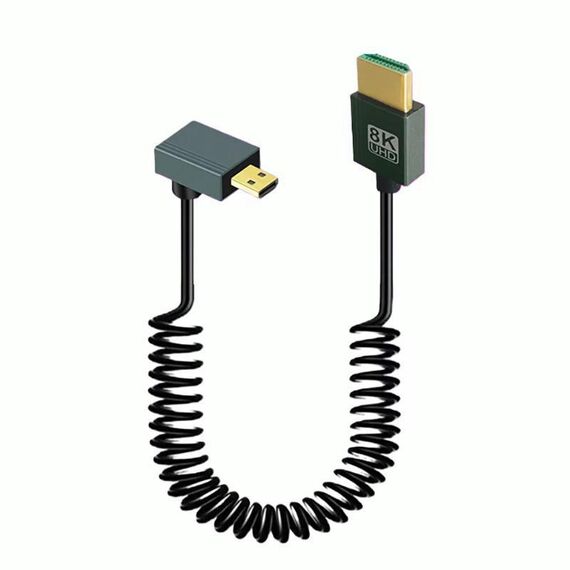 Cavo a molla HDMI 2.1 8K 60HZ, lunghezza 0,5 m, specifiche: Micro HDMI Positive Bend